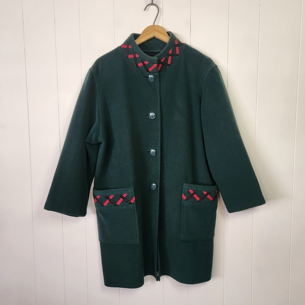 Vintage Weill Paris 1980s Green Winter Jacket Coat Womens Size Large Classic - Picture 2 of 12